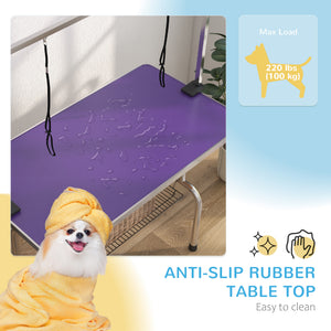 Adjustable Dog Grooming Table with 2 Safety Slings, Storage Basket, Black – view 32