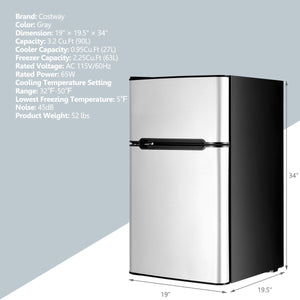 3.2 cu ft. Compact Stainless Steel Refrigerator-Gray view 4