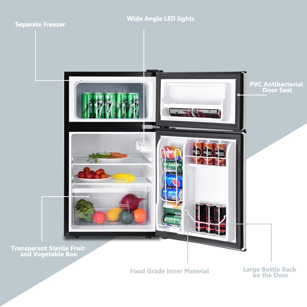 3.2 cu ft. Compact Stainless Steel Refrigerator-Gray view 8