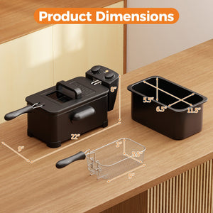 3.2 Quart Electric Stainless Steel Deep Fryer with Timer-Black view 5
