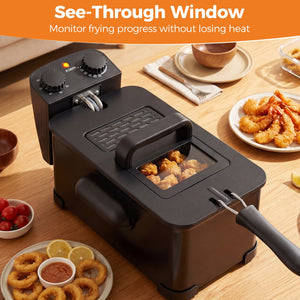 3.2 Quart Electric Stainless Steel Deep Fryer with Timer-Black view 8