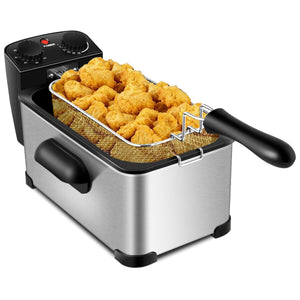 3.2 Quart Electric Stainless Steel Deep Fryer with Timer-Silver view 3