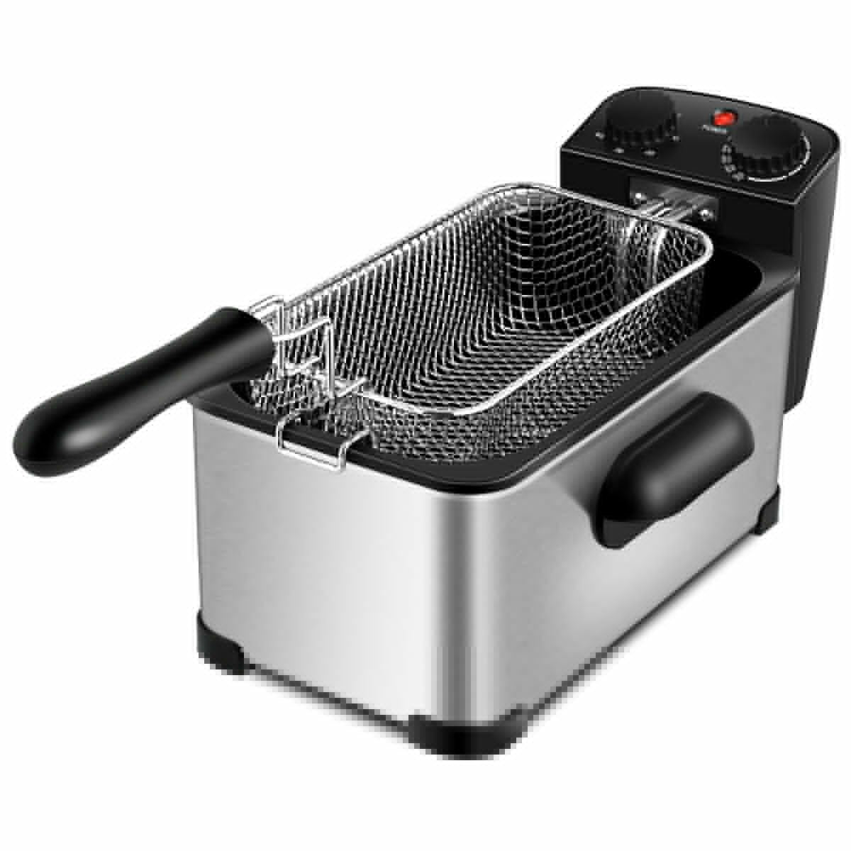 3.2 Quart Electric Stainless Steel Deep Fryer with Timer-Silver view 6