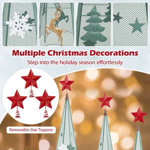 3/3.5/4 Feet Set of 3 Tower Shaped Christmas Trees with Removable Star Toppers view 6