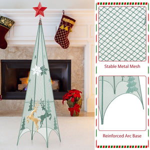 3/3.5/4 Feet Set of 3 Tower Shaped Christmas Trees with Removable Star Toppers view 9