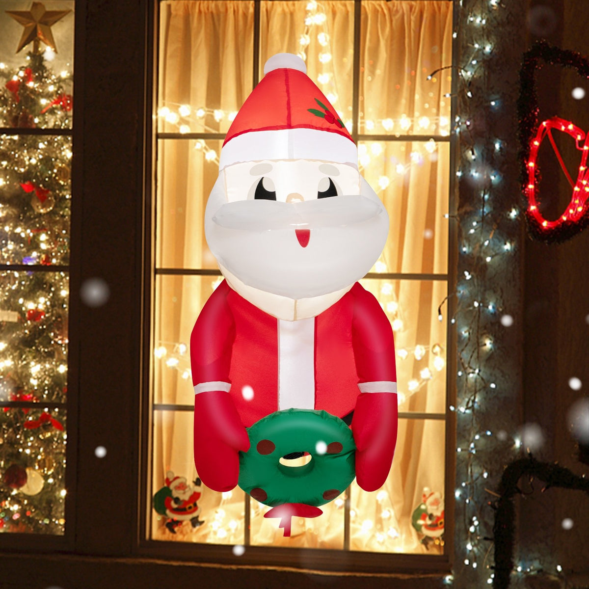 3.3 Feet Lighted Inflatable Santa Claus Broke Out from Window view 3