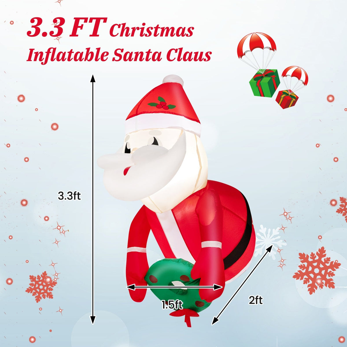 3.3 Feet Lighted Inflatable Santa Claus Broke Out from Window view 4