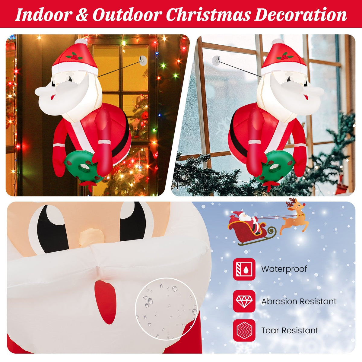 3.3 Feet Lighted Inflatable Santa Claus Broke Out from Window view 7