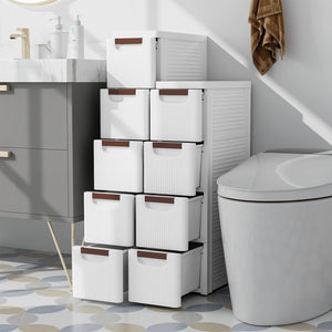 3/4/5/6-Drawer Rolling Organizer Unit Narrow Storage Cabinet with Built-In Wheels for Small Space-4-Drawer view 3