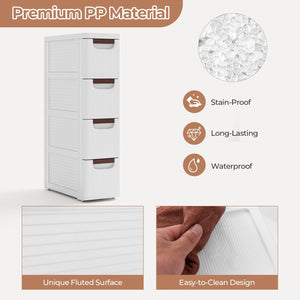 3/4/5/6-Drawer Rolling Organizer Unit Narrow Storage Cabinet with Built-In Wheels for Small Space-4-Drawer view 7