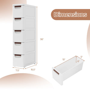 3/4/5/6-Drawer Rolling Organizer Unit Narrow Storage Cabinet with Built-In Wheels for Small Space-5-Drawer view 4