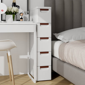 3/4/5/6-Drawer Rolling Organizer Unit Narrow Storage Cabinet with Built-In Wheels for Small Space-5-Drawer view 5