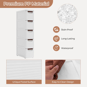 3/4/5/6-Drawer Rolling Organizer Unit Narrow Storage Cabinet with Built-In Wheels for Small Space-5-Drawer view 7