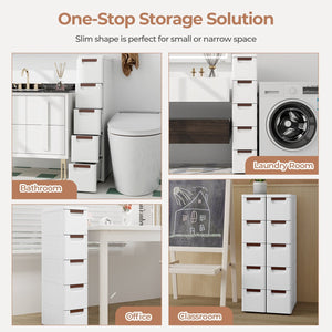 3/4/5/6-Drawer Rolling Organizer Unit Narrow Storage Cabinet with Built-In Wheels for Small Space-5-Drawer view 9
