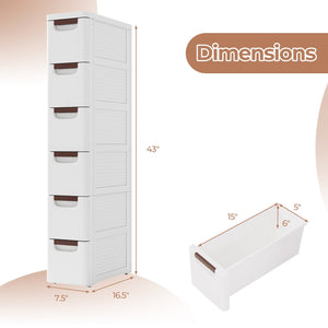 3/4/5/6-Drawer Rolling Organizer Unit Narrow Storage Cabinet with Built-In Wheels for Small Space-6-Drawer view 4