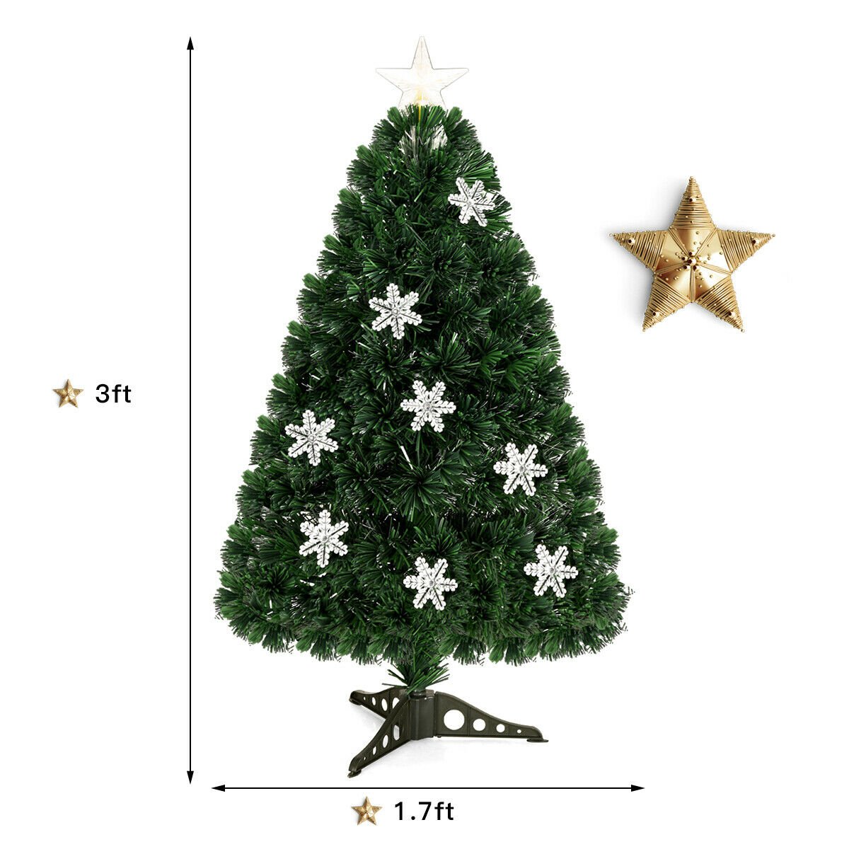 4 / 5 / 6 Feet LED Optic Artificial Christmas Tree with Snowflakes view 5