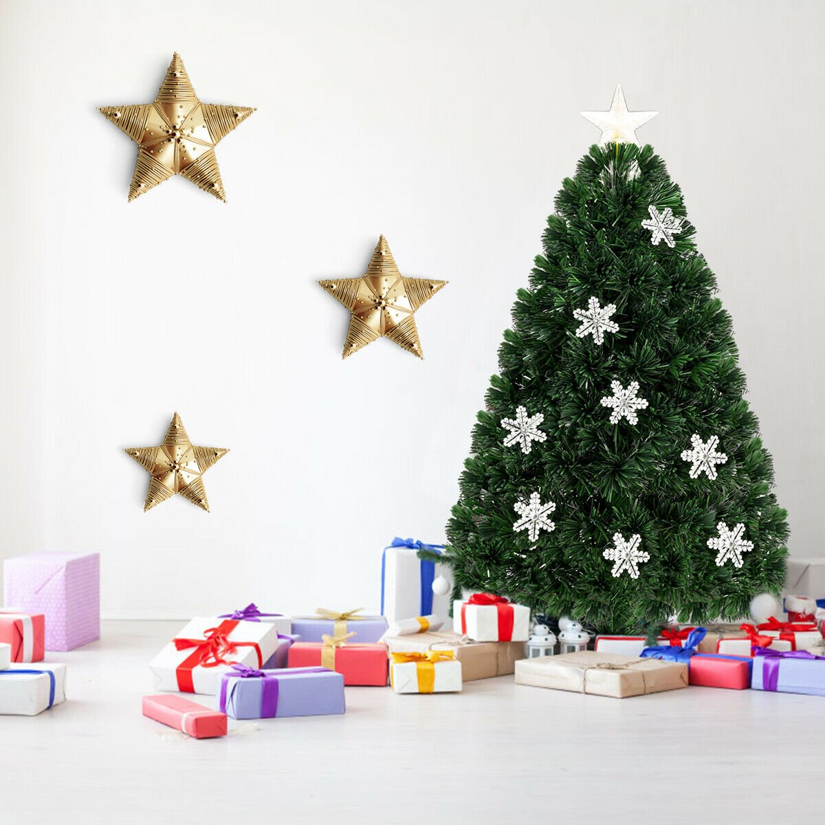 4 / 5 / 6 Feet LED Optic Artificial Christmas Tree with Snowflakes view 7