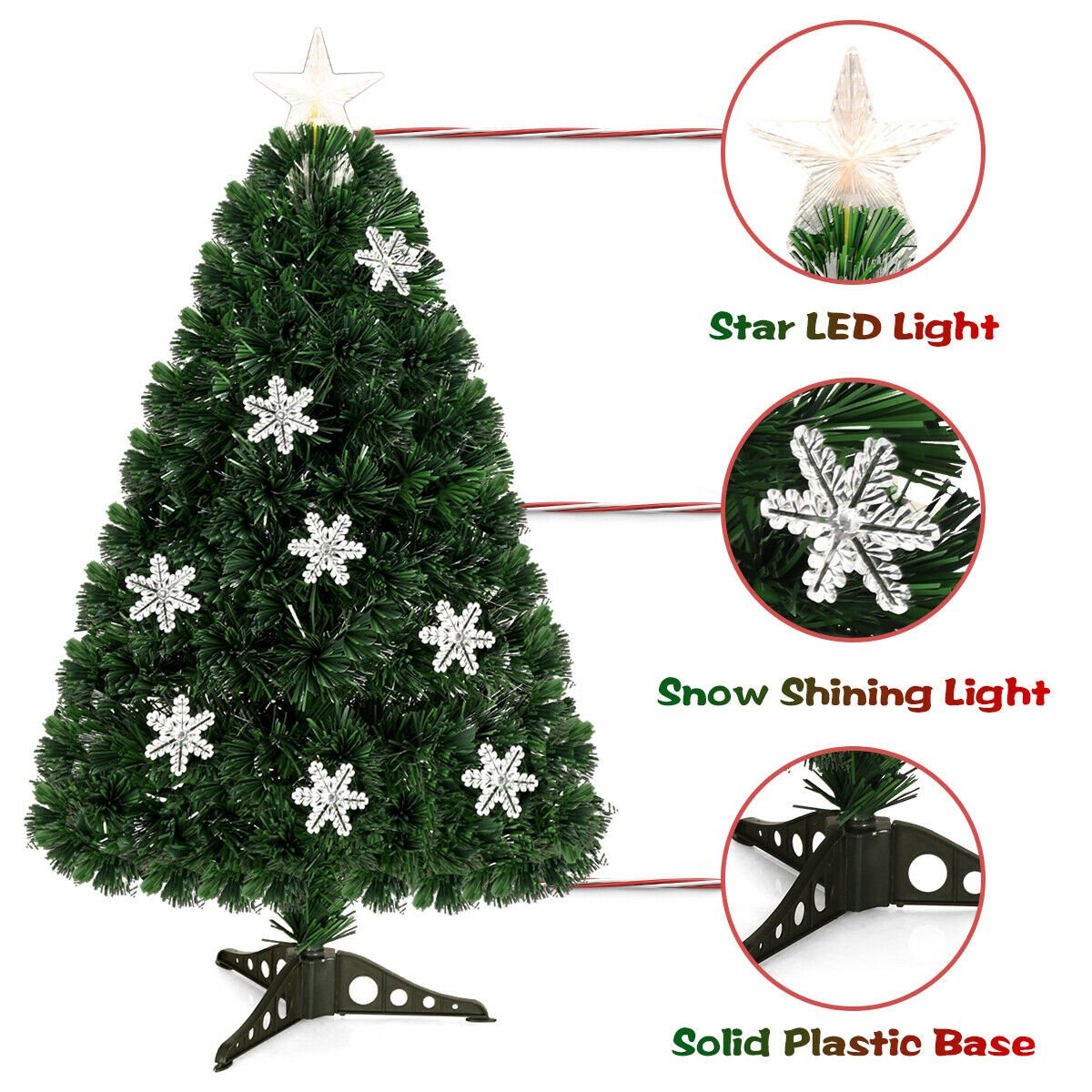 4 / 5 / 6 Feet LED Optic Artificial Christmas Tree with Snowflakes view 9