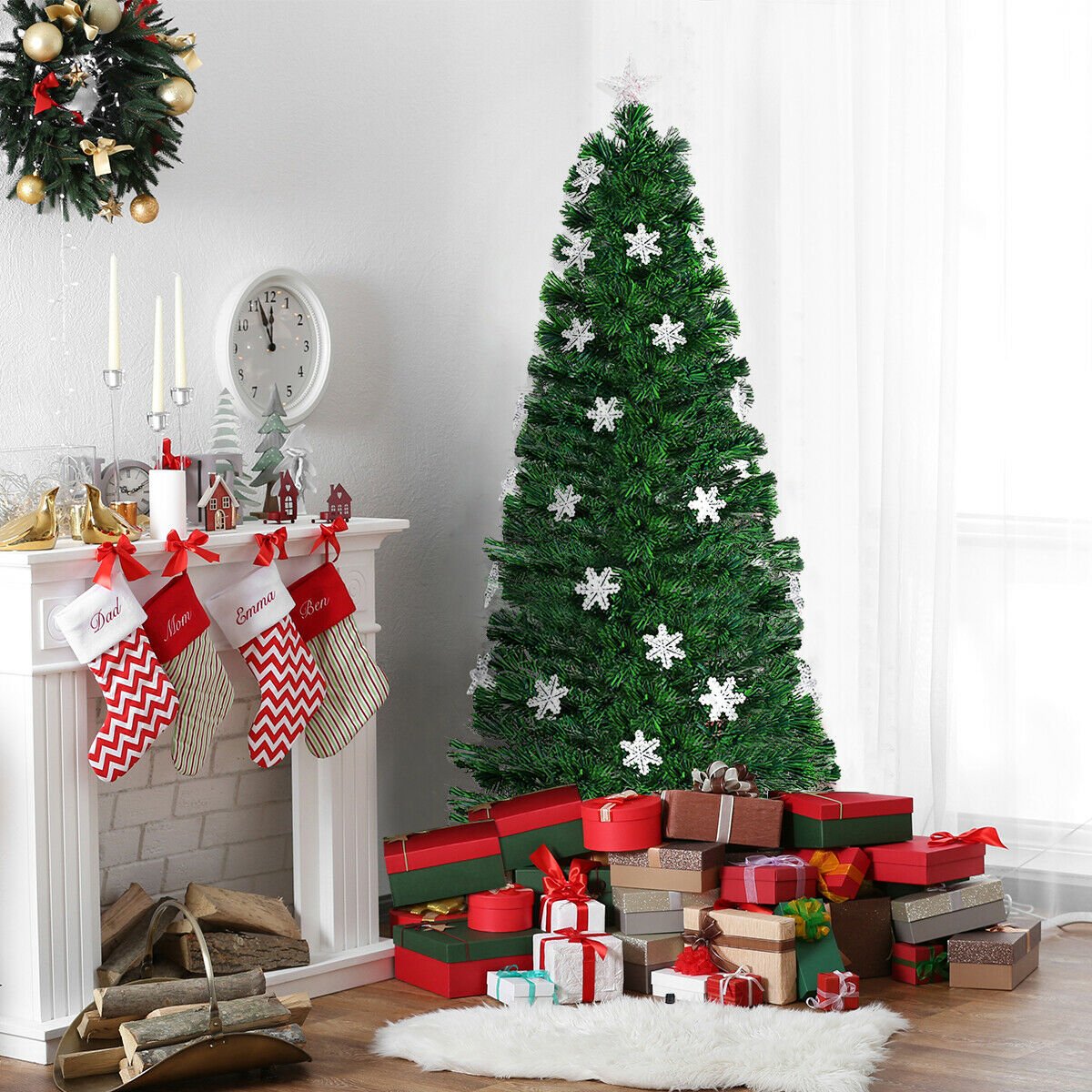 4 / 5 / 6 Feet LED Optic Artificial Christmas Tree with Snowflakes view 2