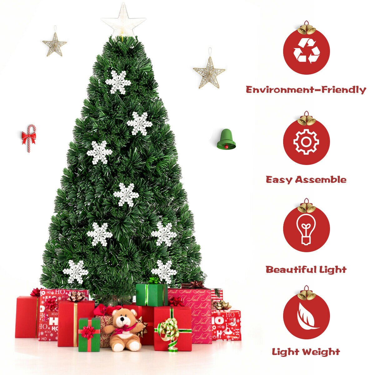 4 / 5 / 6 Feet LED Optic Artificial Christmas Tree with Snowflakes view 6