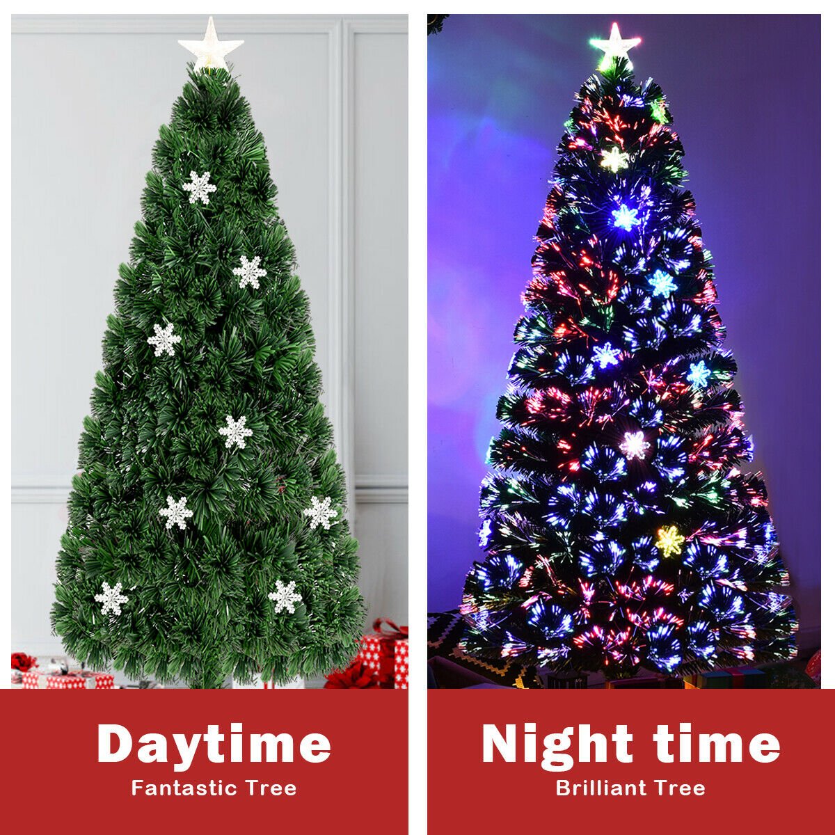 4 / 5 / 6 Feet LED Optic Artificial Christmas Tree with Snowflakes view 6