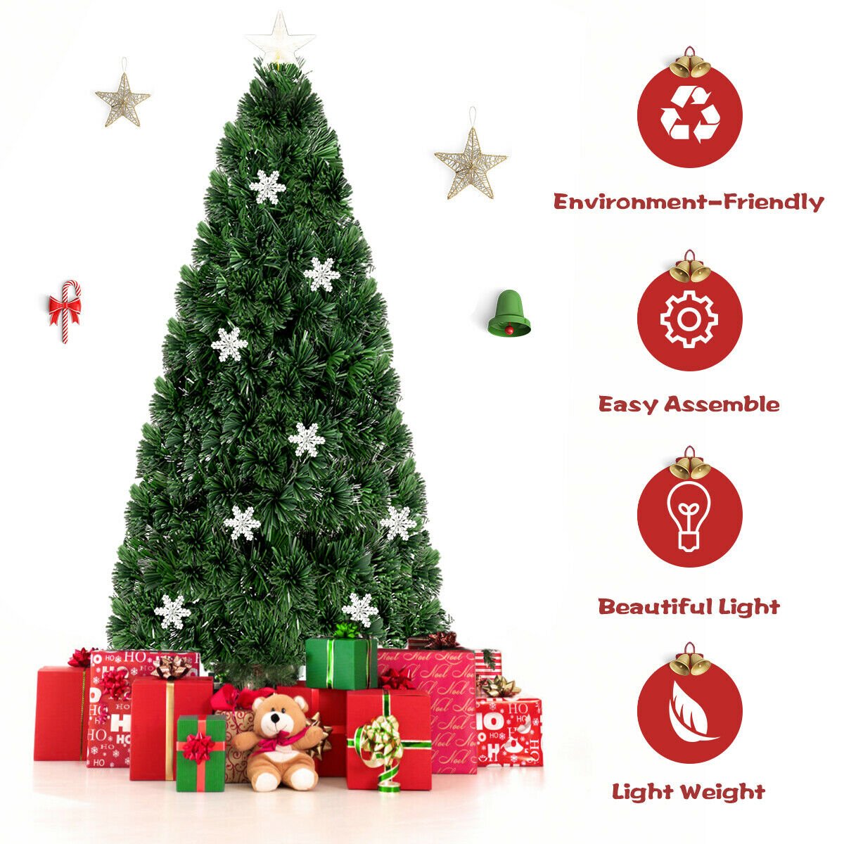 4 / 5 / 6 Feet LED Optic Artificial Christmas Tree with Snowflakes view 7