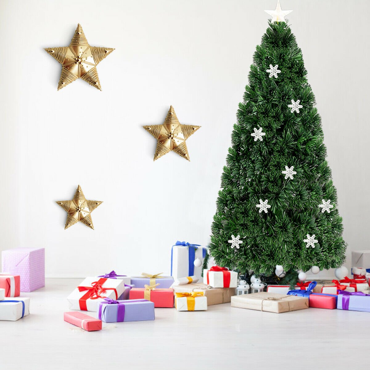 4 / 5 / 6 Feet LED Optic Artificial Christmas Tree with Snowflakes view 8