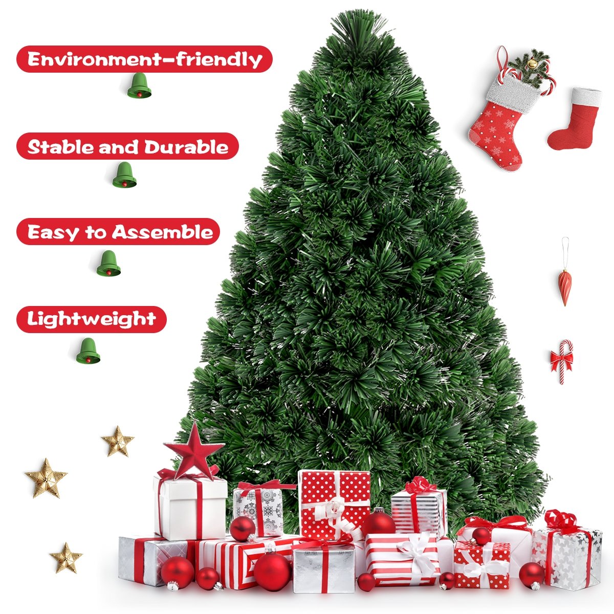 3/4/5 Feet Artificial Pre-Lit Fiber Optic PVC Christmas Tree-4 ft view 3