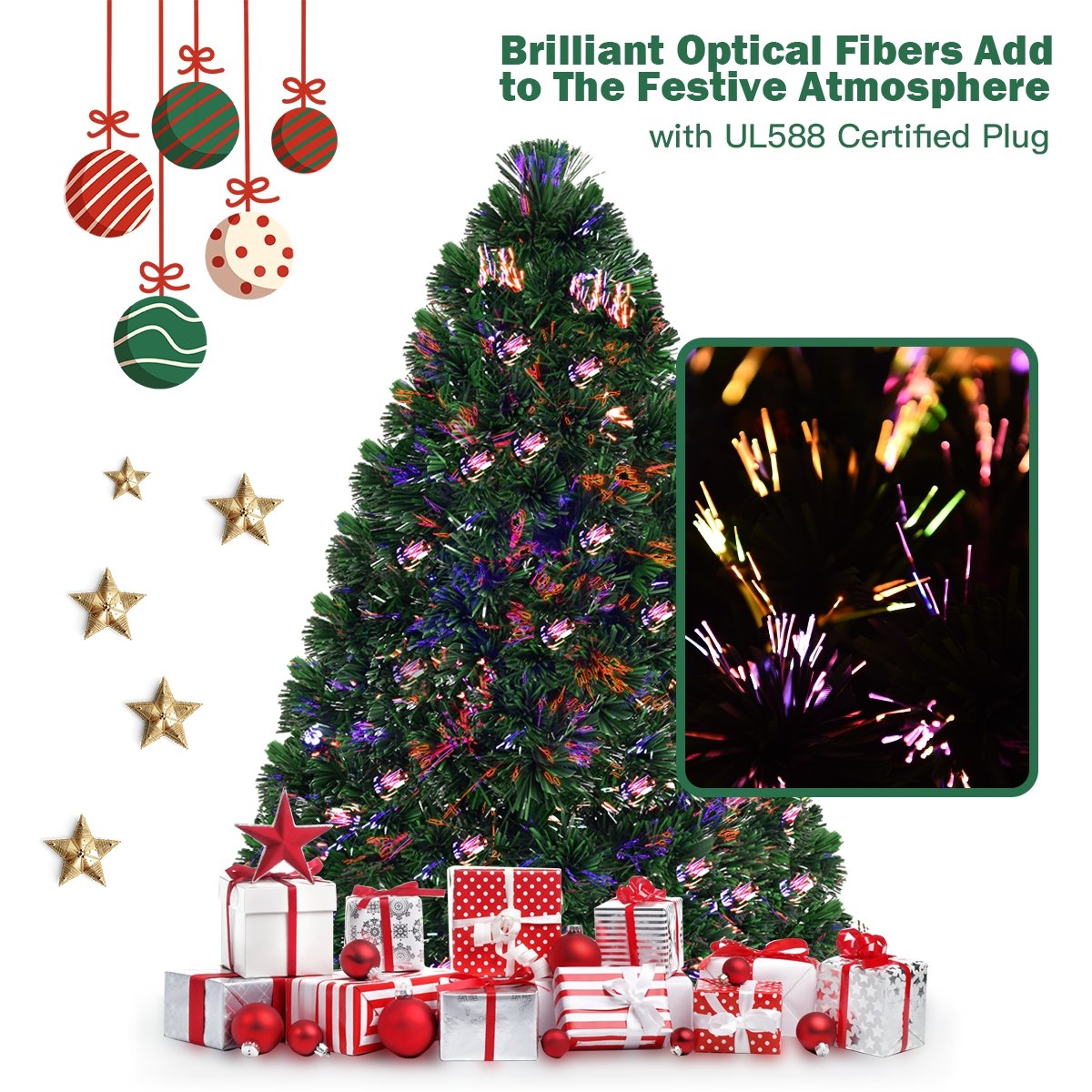 3/4/5 Feet Artificial Pre-Lit Fiber Optic PVC Christmas Tree-4 ft view 5