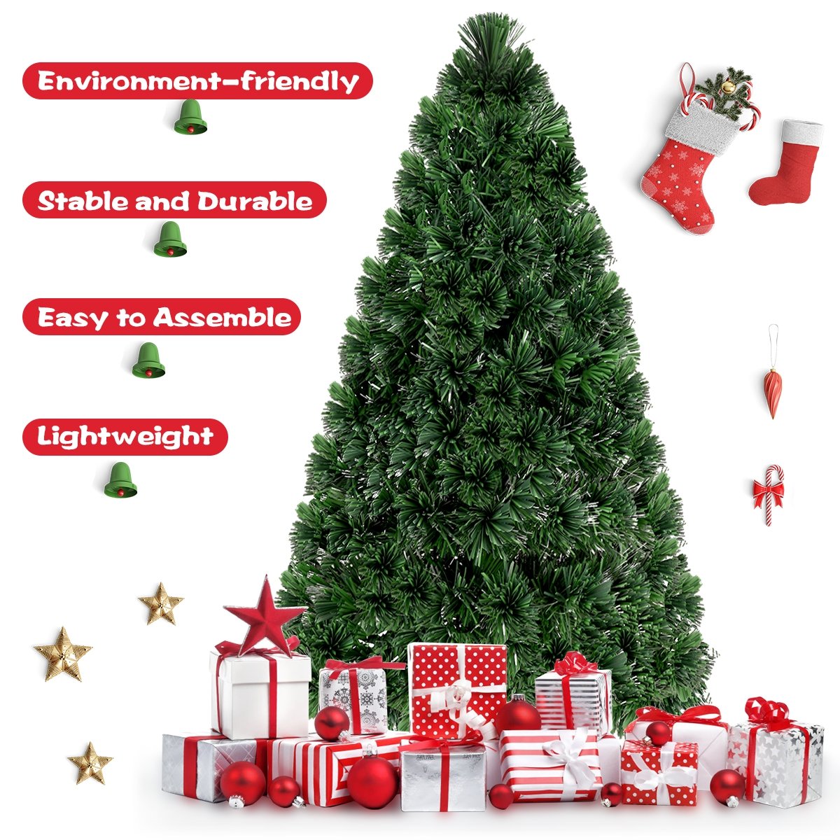 Artificial, Pre-Lit Fiber Optic PVC Christmas Tree-5 ft view 5