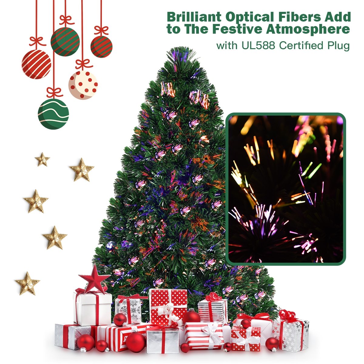 Artificial, Pre-Lit Fiber Optic PVC Christmas Tree-5 ft view 6