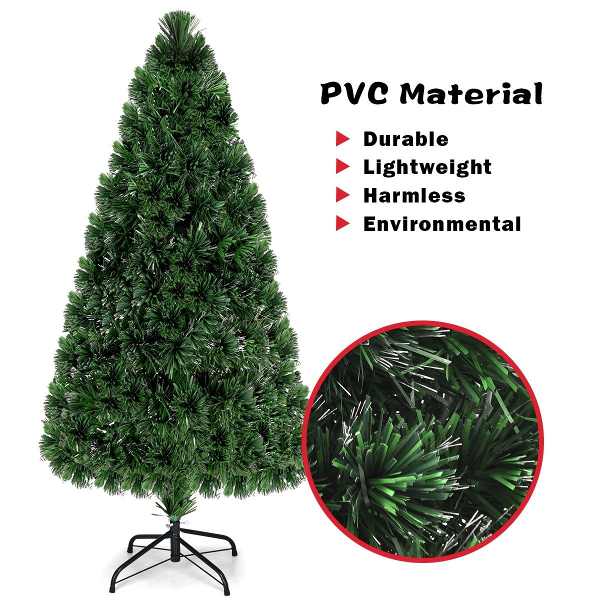 Artificial, Pre-Lit Fiber Optic PVC Christmas Tree-5 ft view 7
