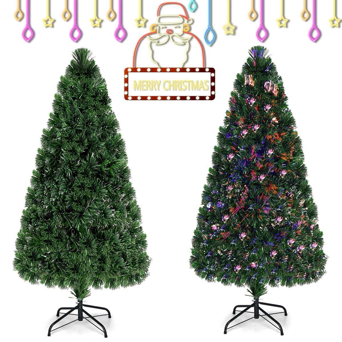 Artificial, Pre-Lit Fiber Optic PVC Christmas Tree-5 ft view 9
