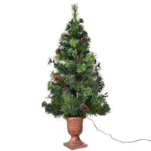 3'/4'/5' LED Christmas Entrance Tree w/ Red Berries Pine Cones-4' view 6