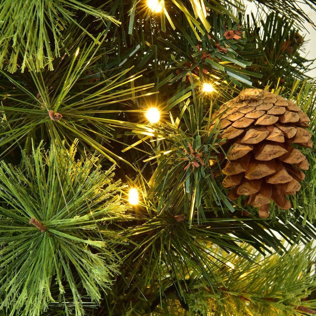 3'/4'/5' LED Christmas Entrance Tree w/ Red Berries Pine Cones-4' view 9