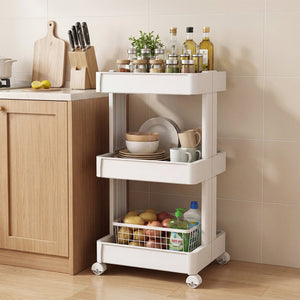 3/4-Tier Rolling Utility Cart with Detachable Trays and Smooth Wheels-3-Tier view 2