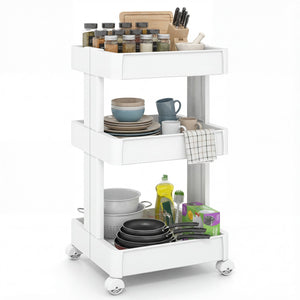 3/4-Tier Rolling Utility Cart with Detachable Trays and Smooth Wheels-3-Tier view 4