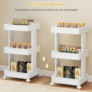 3/4-Tier Rolling Utility Cart with Detachable Trays and Smooth Wheels-3-Tier view 7