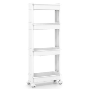 3/4-Tier Rolling Utility Cart with Detachable Trays and Smooth Wheels-4-Tier
