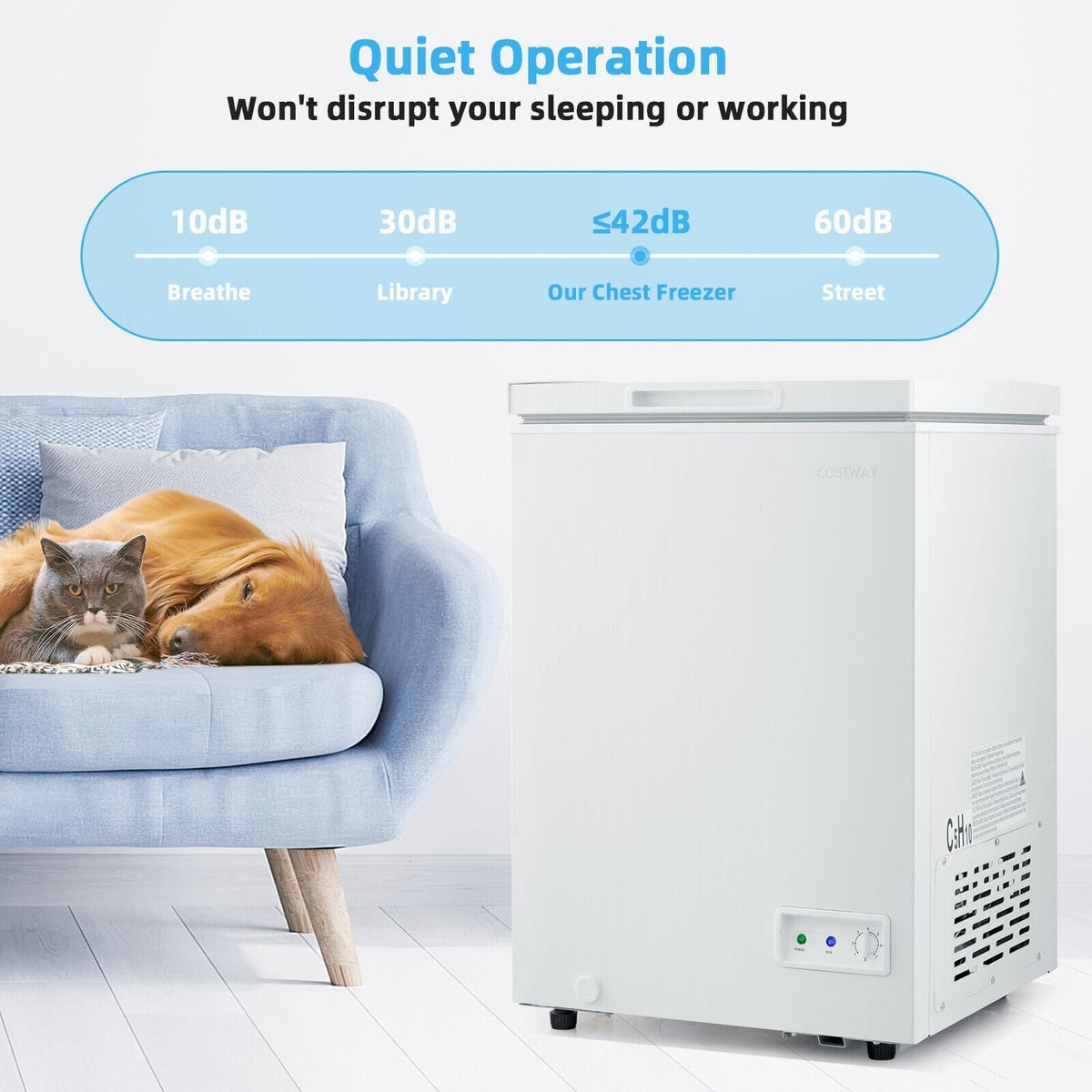 3.5/5 Cu.ft Compact Chest Freezer with Removable Storage Basket-3.5 Cubic view 3
