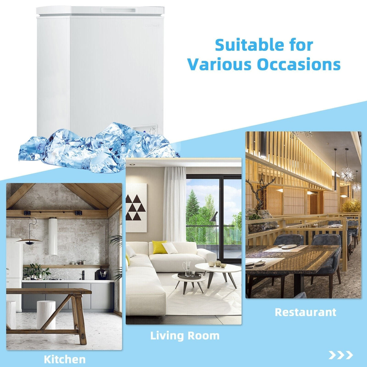 3.5/5 Cu.ft Compact Chest Freezer with Removable Storage Basket-3.5 Cubic view 8