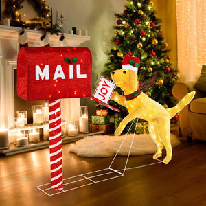 3.5 ft Christmas Mail Box with Dog and 120 Warm White LED Lights view 2