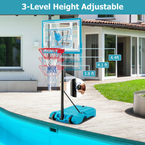 3.8-4.4 Feet Height Adjustable Pool Basketball Hoop for Kids Teens and Adults-Blue view 7