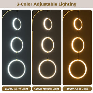 3-Circle Dimmable LED Floor Lamp with Foot Pedal Switch 3 Color Temperatures-Golden view 6