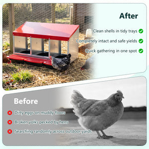 3-Compartment Roll Away Metal Chicken Nesting Box for Hens-Red view 8