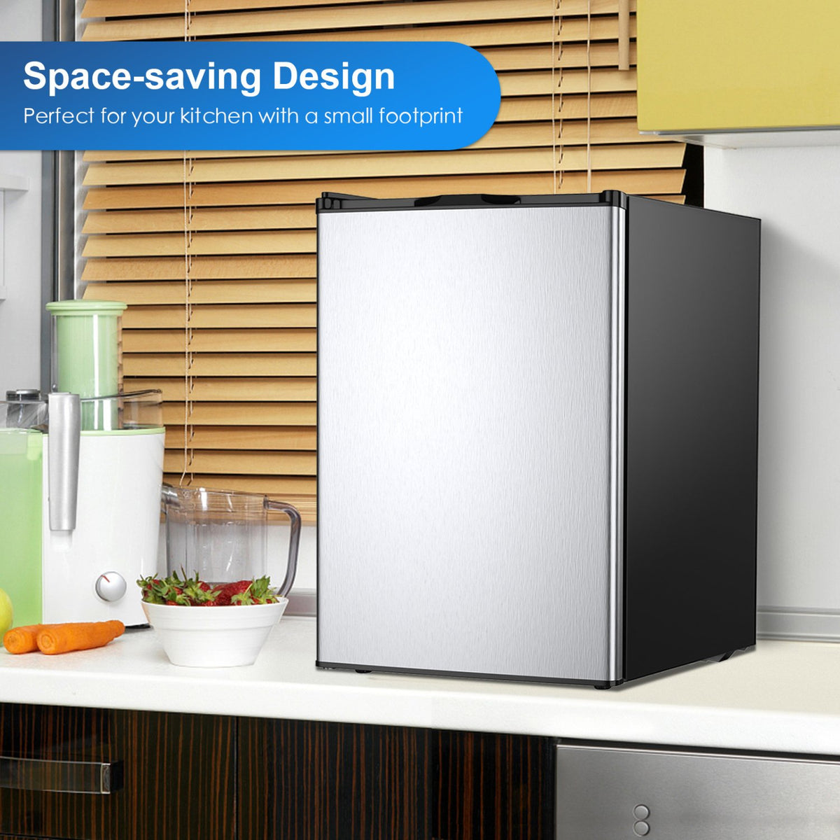 3 Cubic Feet Compact Upright Freezer with Stainless Steel Door view 2