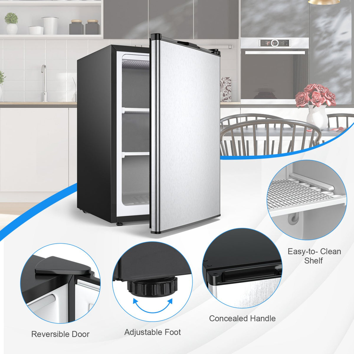 3 Cubic Feet Compact Upright Freezer with Stainless Steel Door view 7
