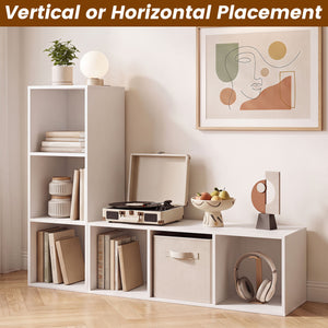 3-Cube Bookcase with 2 Anti-tipping Kits and Cubby Storage Organizer for Home Office-White view 8