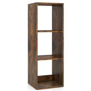 3 Cube Bookshelf with Back Guardrail for Living Room Bedroom-Brown