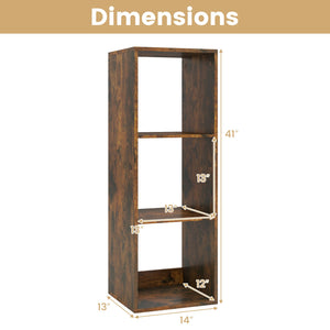 3 Cube Bookshelf with Back Guardrail for Living Room Bedroom-Brown view 5